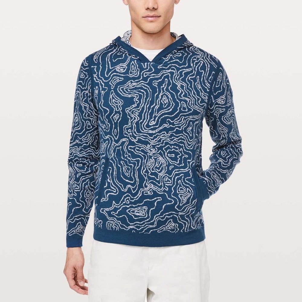 Lululemon Geo Knit Blue Hoodie Size Large